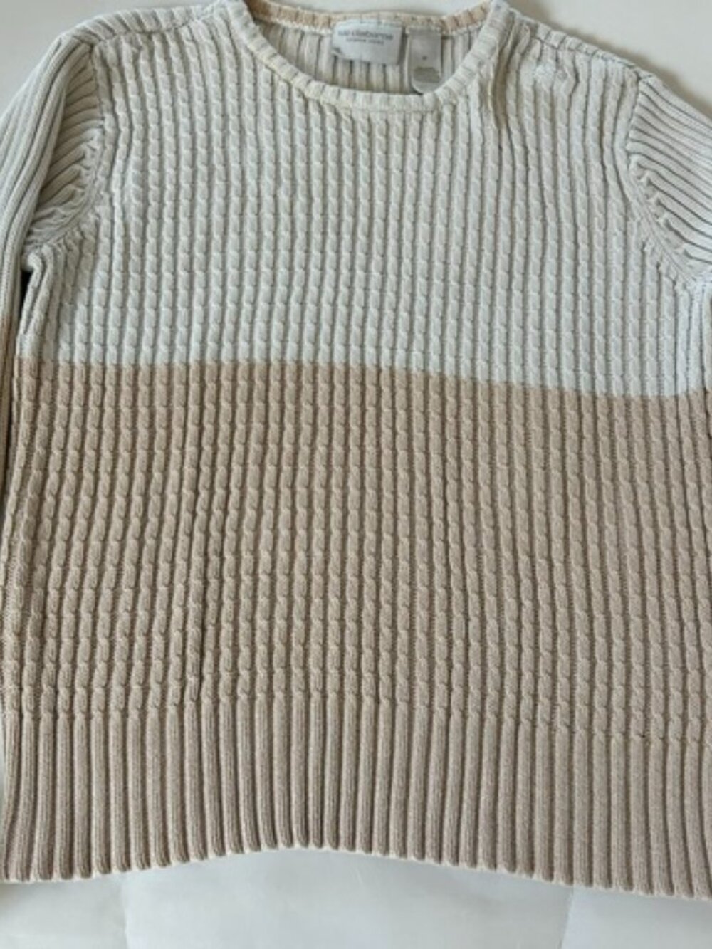 Liz Claiborne Lizwear Jeans Ribbed Sweater Women Two Color Cream Tan Size Medium
